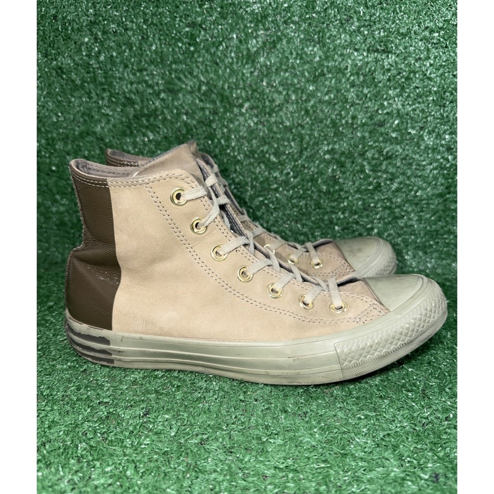 Converse Chuck Taylor Womens Size 8 Olive Green Leather Shoes High Top Sneakers‎